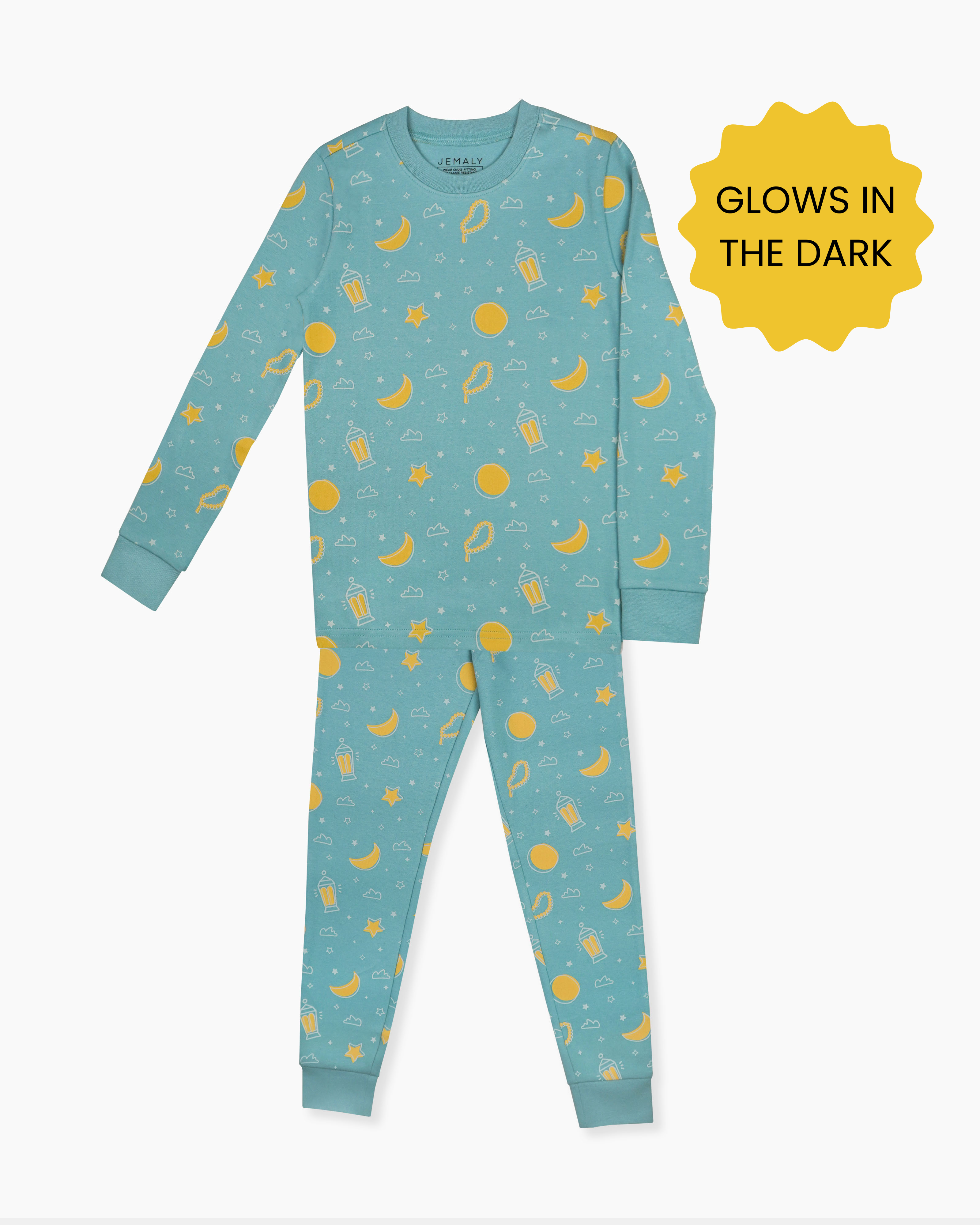 Organic cotton glow in the dark ramadan pajamas for muslim kids