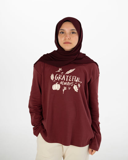 Grateful, Always Oversized Long Sleeve Shirt
