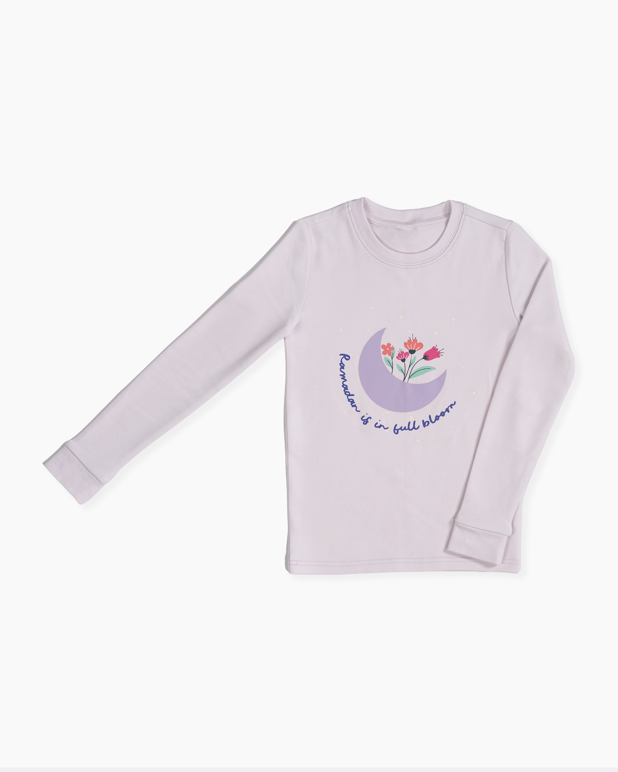 Ramadan pajamas that read "ramadan is in full bloom"